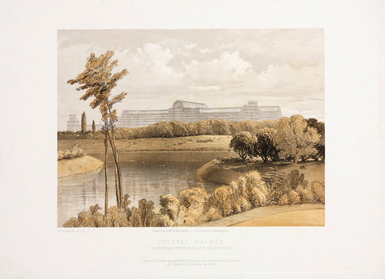 Kristal Saray, Büyük Sergi Sonrası Orta Rezervuardan Kristal Saray, 1855 dolayları by Unbekannt