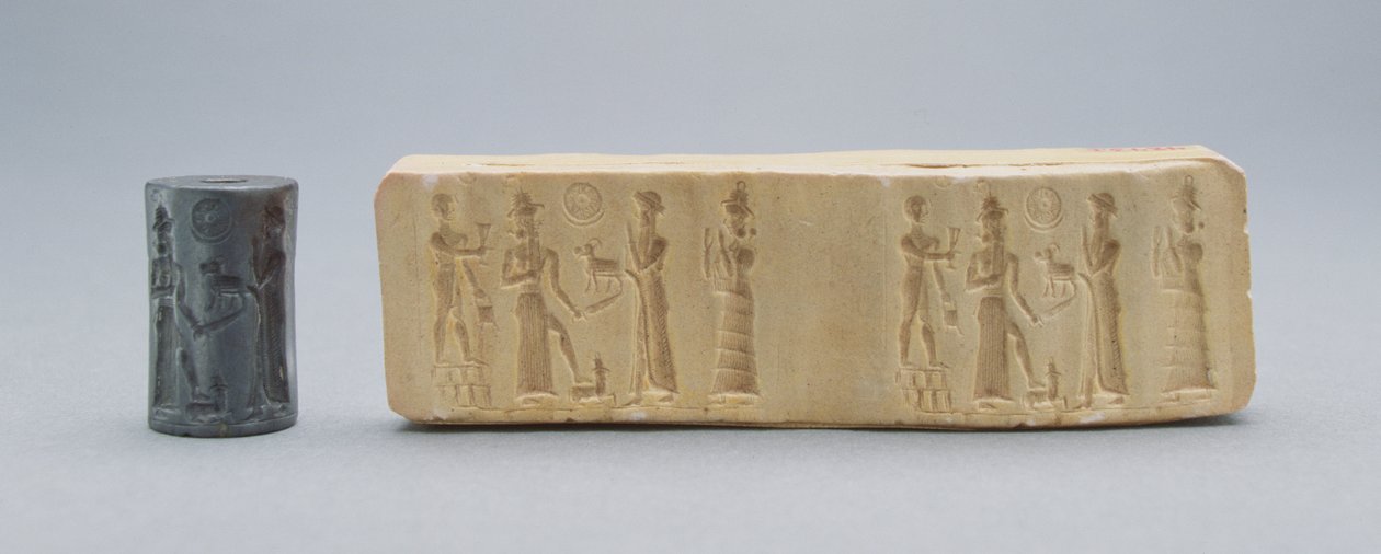 Alçı baskı ile gösterilen silindir mühür, Eski Babil, c.19-18 M.Ö. (hematit) by Unbekannt