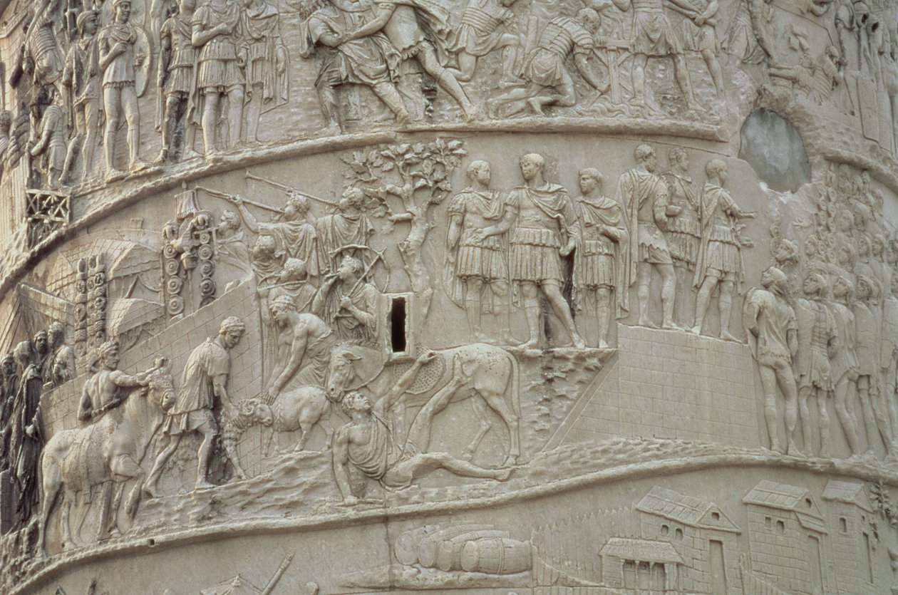 Bir Roma Kampında Günlük Yaşam, Trajan Sütunu'ndan, MS 2. yy (oyma taş) (detay) by Unbekannt