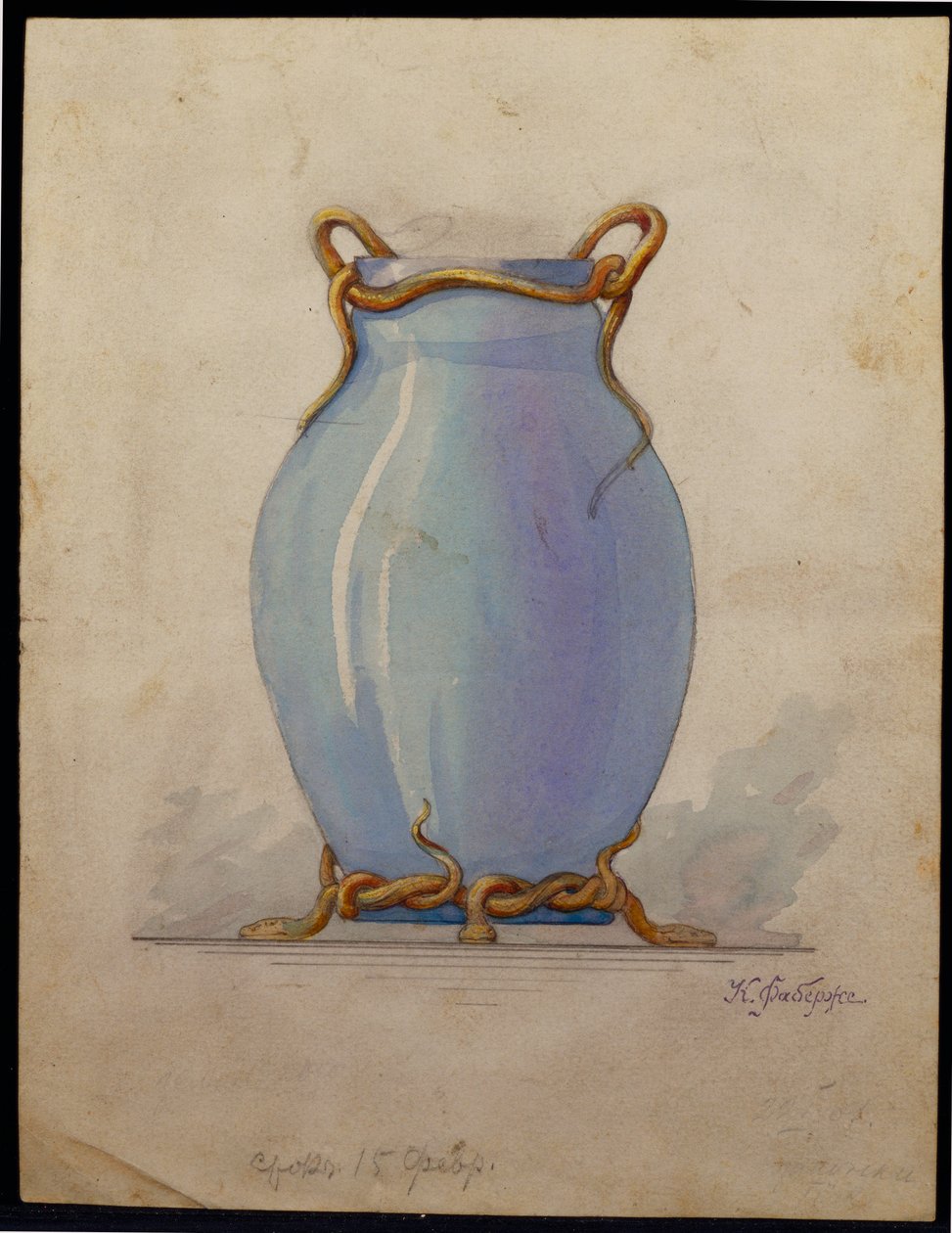 Oviform mavi vazo için tasarım, Carl Faberge Evi by Unbekannt