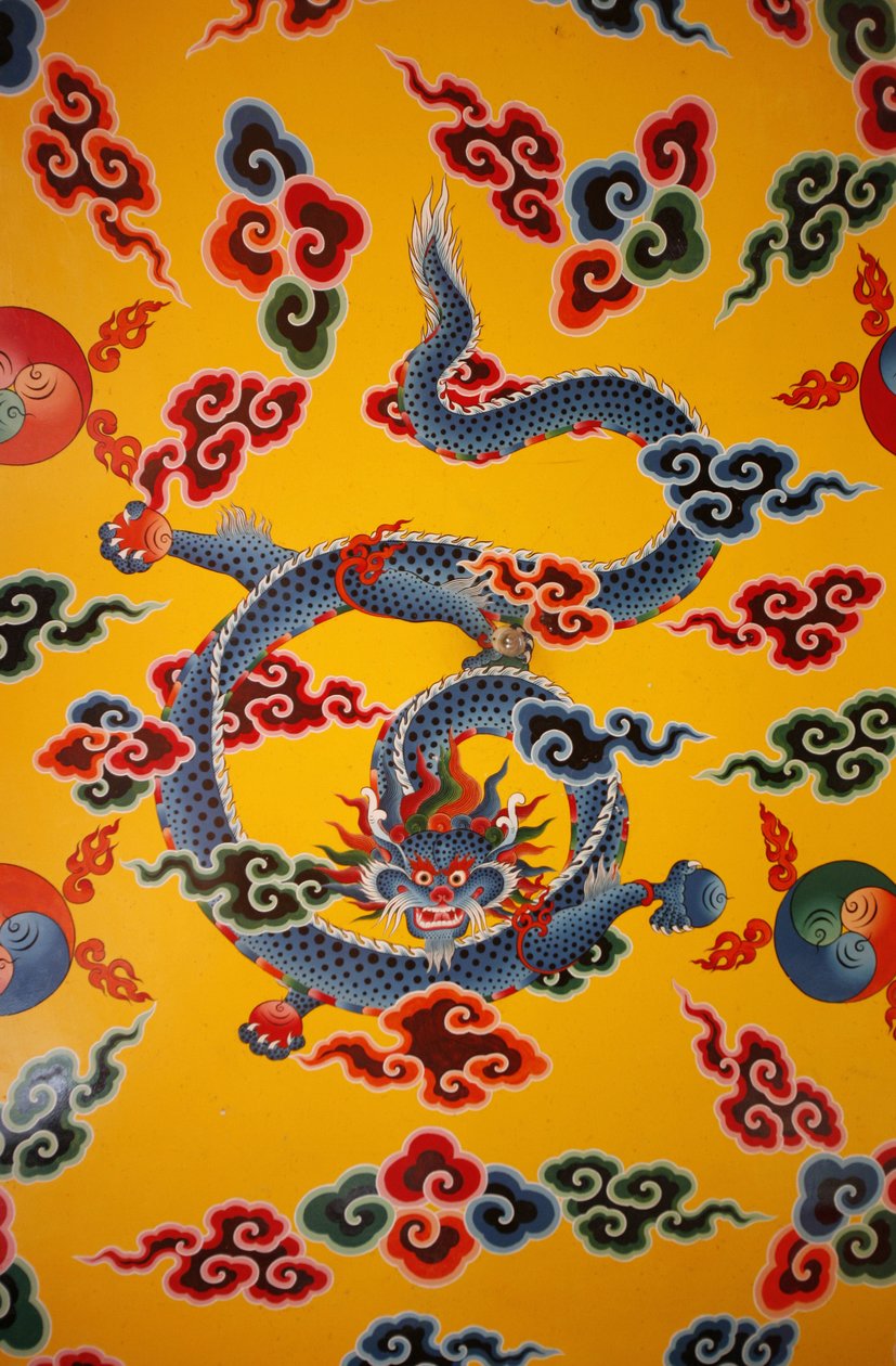 ejderha duvar resmi. Kopan Manastırı, Katmandu, Nepal by Unbekannt