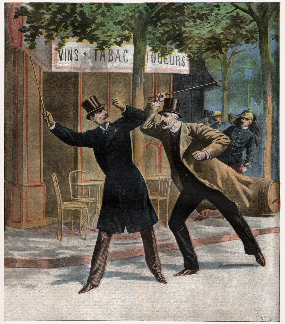 Dreyfus Olayı. Komutan Eszterhazy ve Bayan Picquart arasındaki kavga by Leopold Blonder