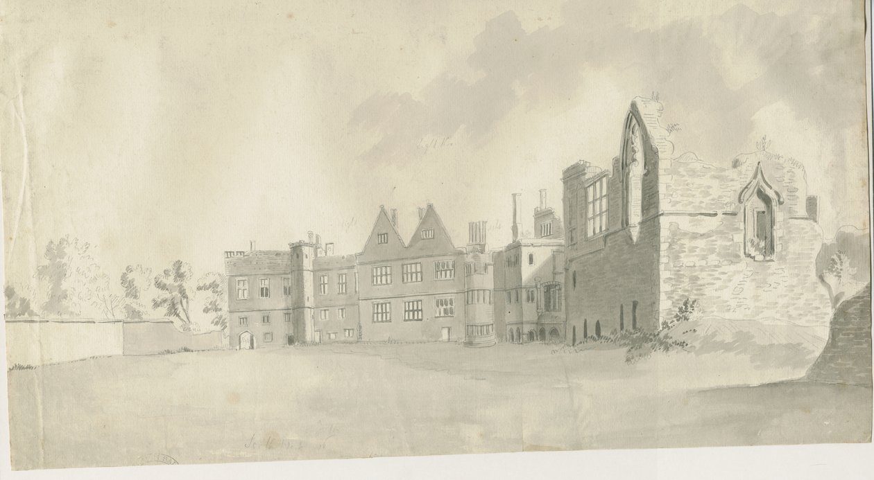Dudley Castle - The Keep: sepya yıkama çizimi, nd [c 1790] by Unbekannt