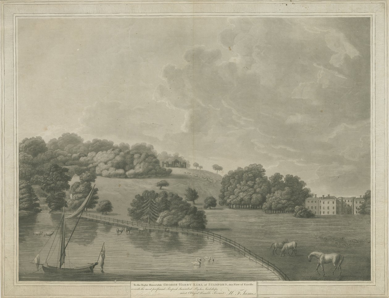Enville Hall: aquatint gravür ve [?19. yüzyıl] by Unbekannt