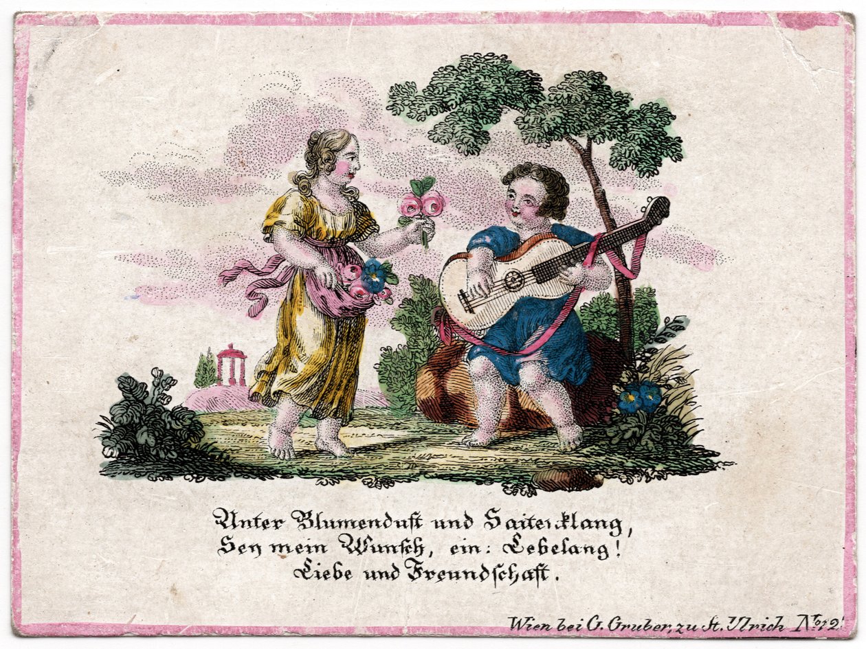 Ephemera çiçek kokusu ve tel sesi, Viyana, 1820 dolayları (gravür) by Unbekannter Künstler