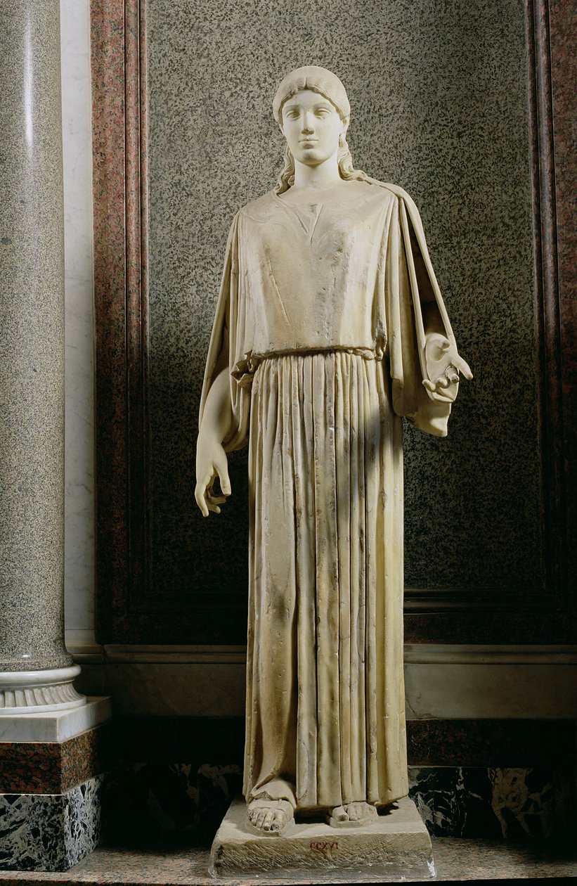peplos giyen kadın figürü, Yunan (mermer) by Unbekannt