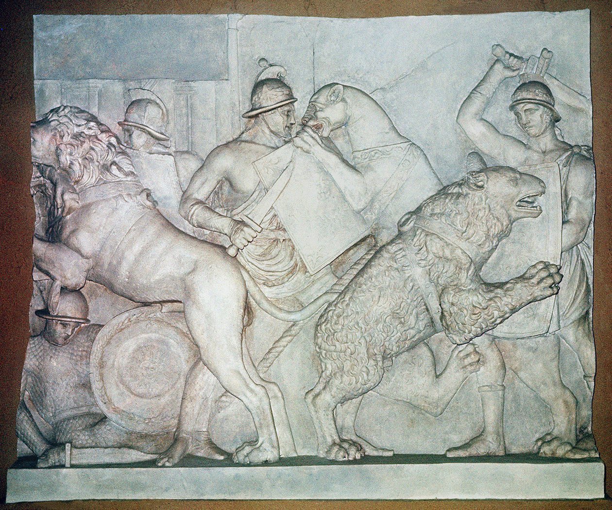 Canavarlar ve gladyatörler arasındaki mücadele, Alçak kabartma, Villa Torlonia, Roma by Unbekannter Künstler