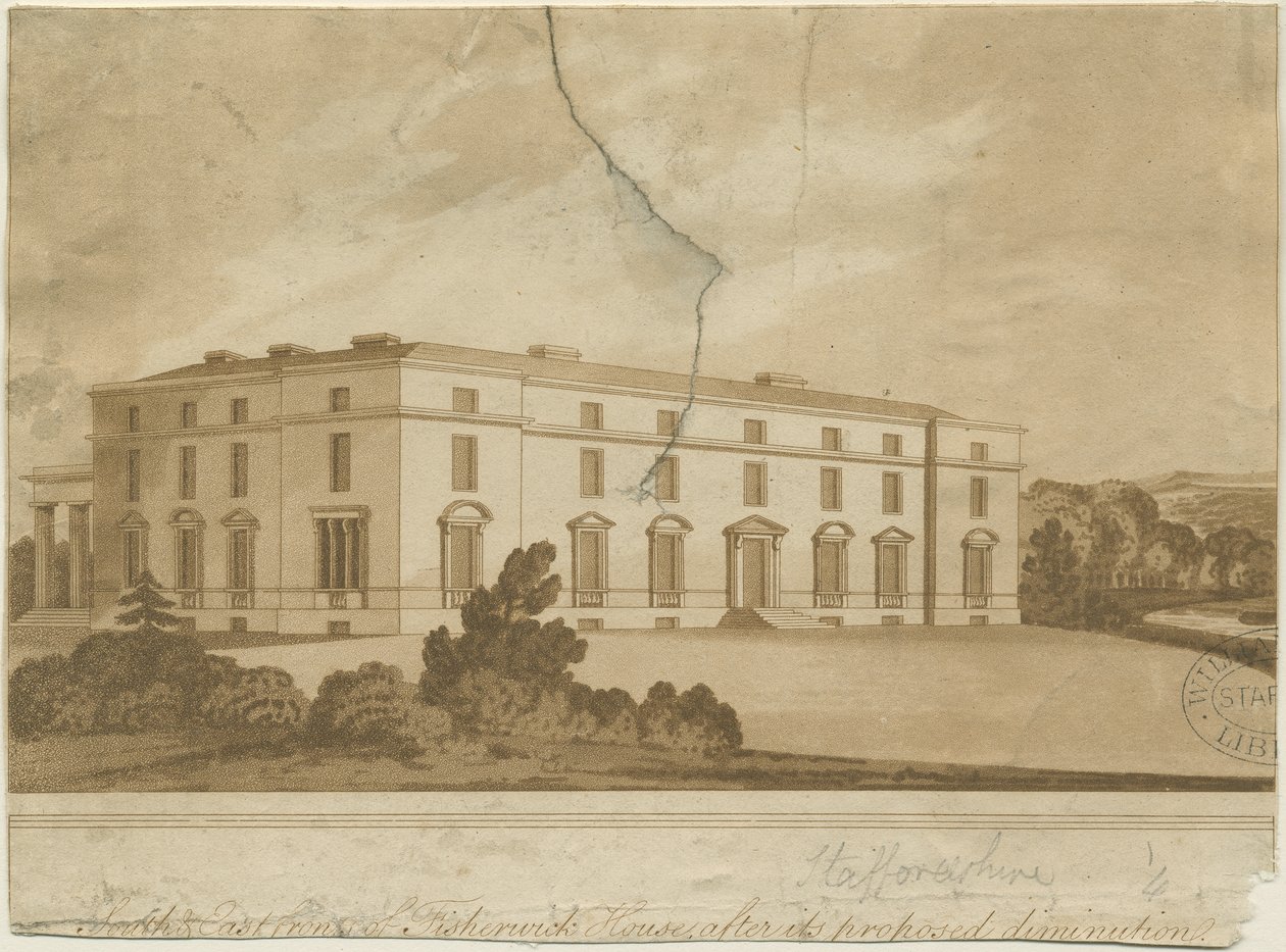 Fisherwick Hall: aquatint gravür ve [?19. yüzyıl] by Unbekannt