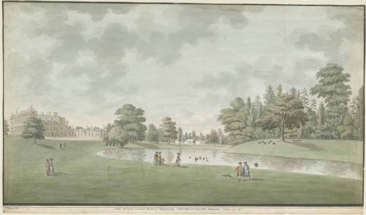 Fisherwick Hall: sulu boya, 1786 by Unbekannt