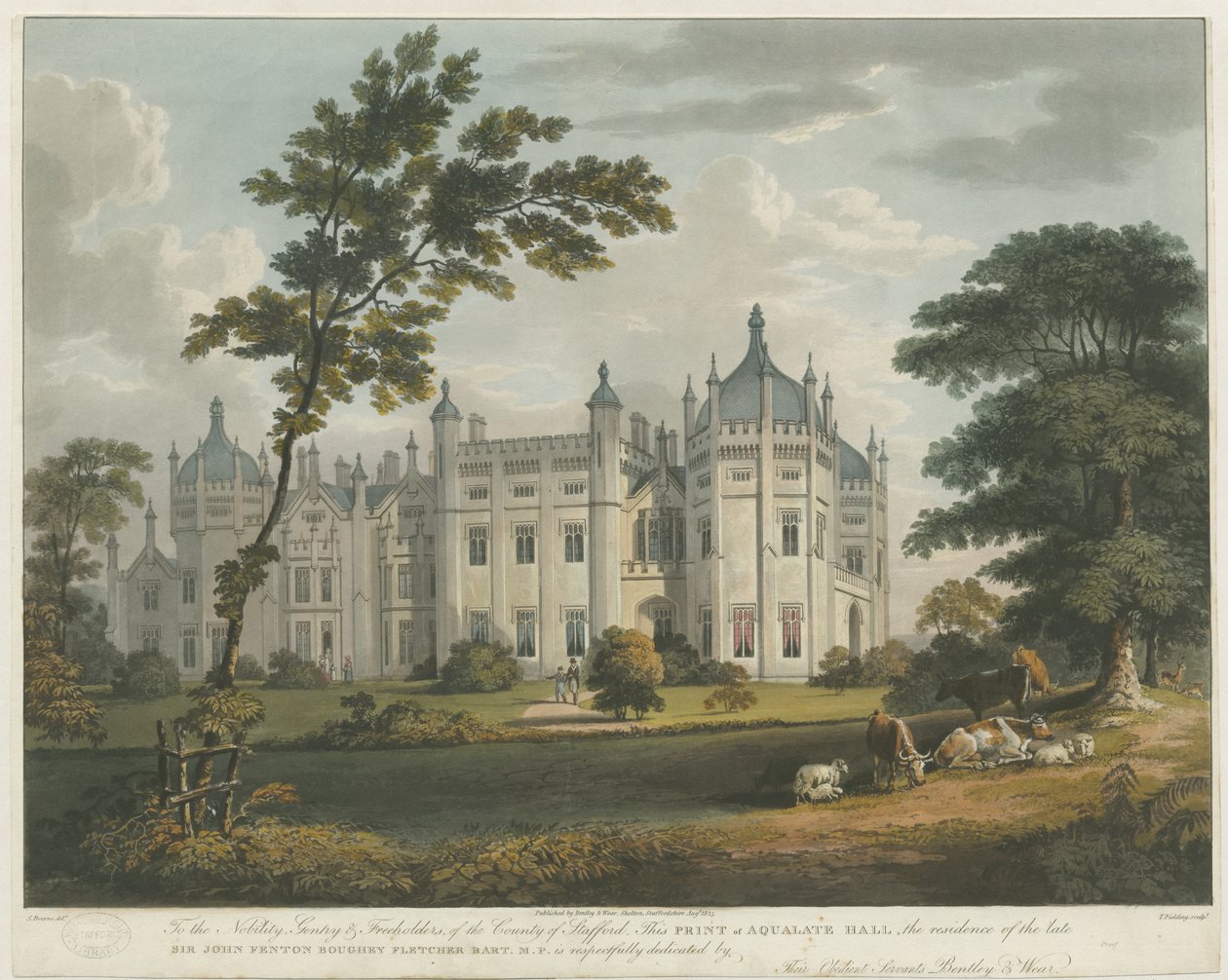 Forton - Aqualate Salonu: renkli aquatint gravür, nd [c 1814] by Unbekannt