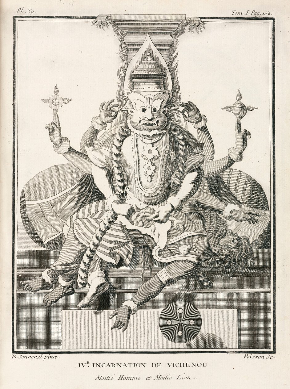Vishnu'nun dördüncü enkarnasyonu, yarı insan ve yarı aslan by Unbekannt