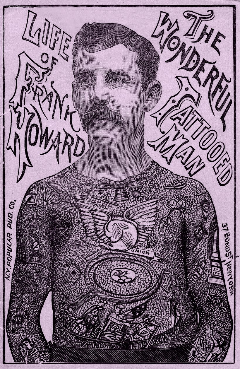 Harika dövmeli adam Frank Howard, 1900 dolayları (renkli taş) by Unbekannt