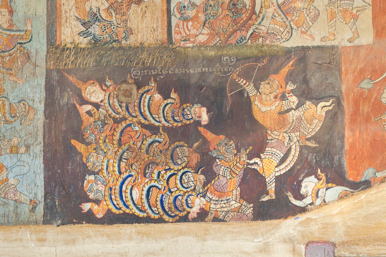 Reamker, Siem Reap, Kamboçya'dan sahneleri tasvir eden wat Bo duvarlarını süsleyen freskler (fotoğraf) by Unbekannter Künstler