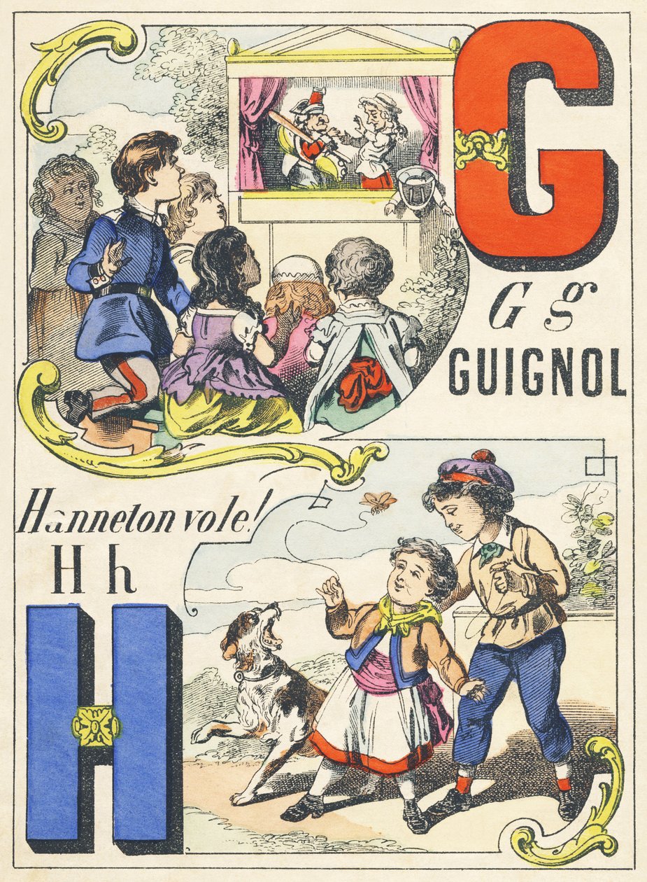 G H : Guignol, Hanneton faresi! - Oyunlar Alfabesi, c.1890 (illüstrasyon) by Unbekannt