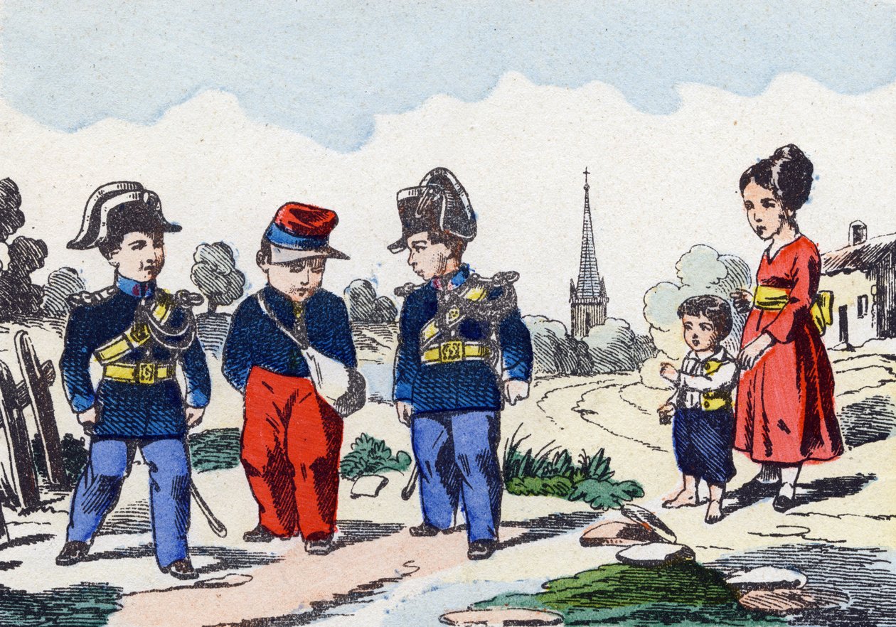 Jandarma. "Çocukların askeri alfabesinde" gravür”. 1890 dolaylarında Pont-a-Mousson görüntüleri. 20 sayfa. Güneş: 28,5x21cm by Unbekannt