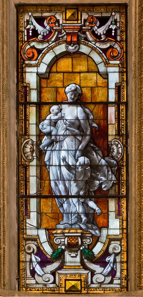 Cenova, Duomo (St Lawrence Katedrali), içeride, Lercari Şapeli veya Kutsal Ayin Şapeli (Kuzey apsis): "vitray pencere" by Unbekannter Künstler