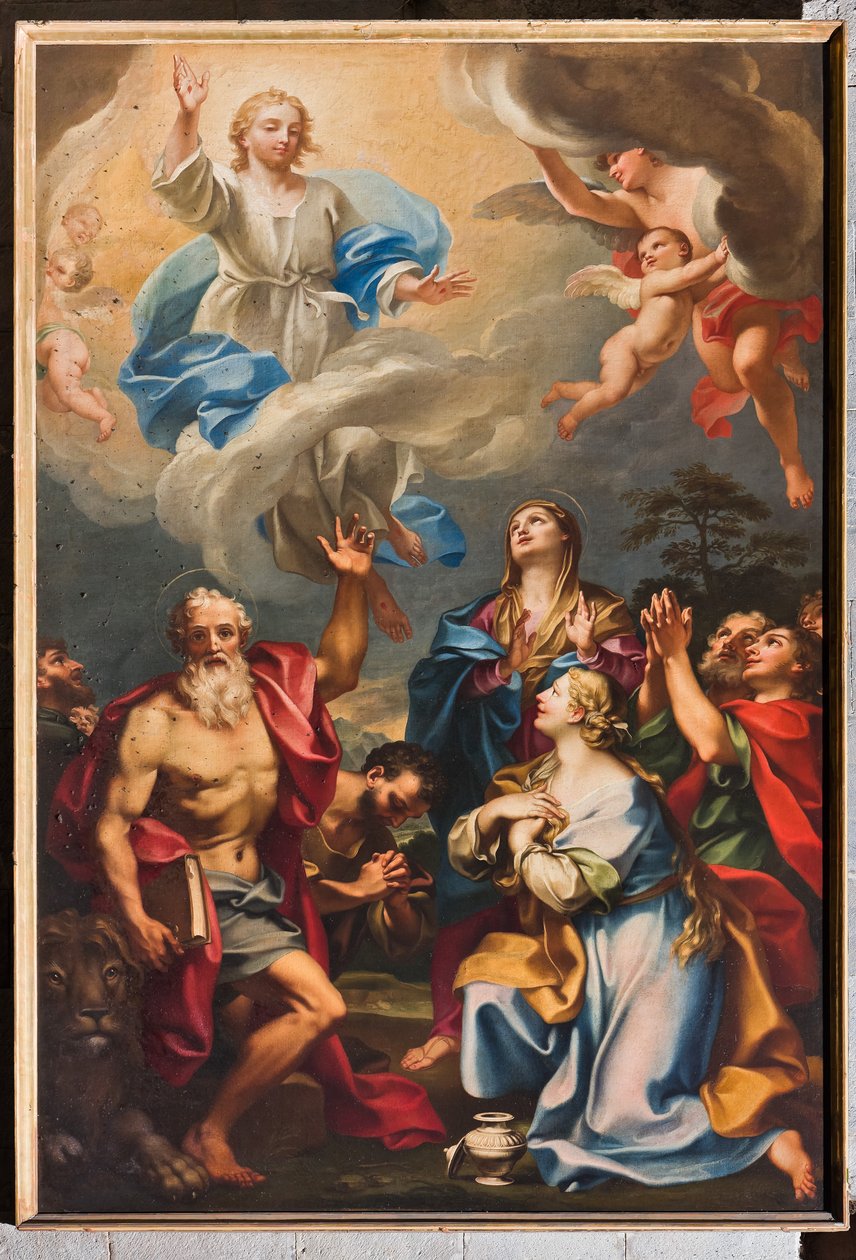 Cenova, Duomo (Aziz Lawrence Katedrali), içeride, Güney koridor, güney duvarı: "Aziz Jerome, Magdalene ve azizlerle Yükseliş" (yaklaşık 1694) by Unbekannter Künstler