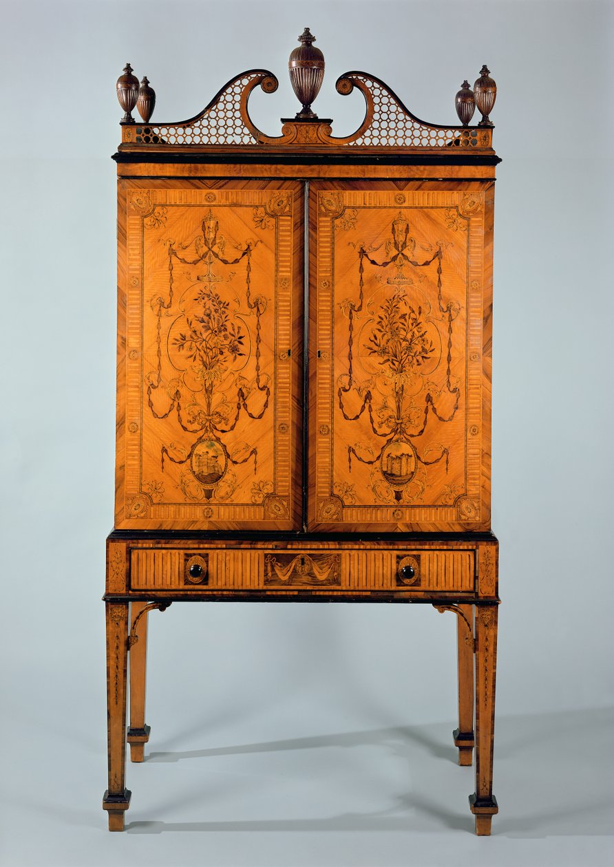 George III Craven dolap, saten ağacı ve kakma, stantta by Unbekannt