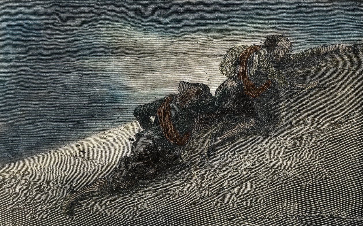 Giacomo Casanova ve Marin Balbi, hücrede bir tünel kazarak Venedik'teki Prison des Plombs'tan kaçtılar. by Unbekannter Künstler