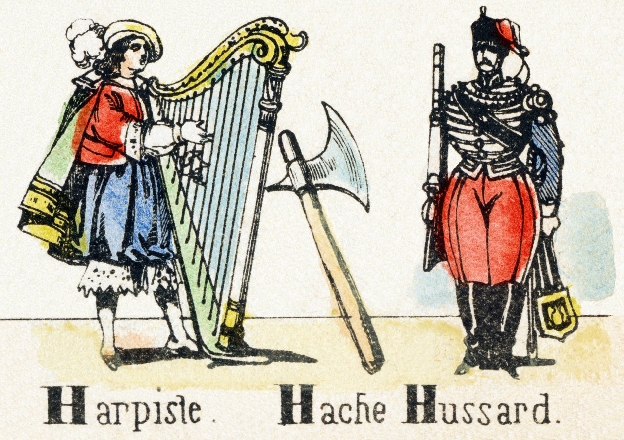 H - Harpiste Hache Hussard - Alfabe - çocuk eğlencesi - Görüntü epinal, popüler seri c.1890 (illüstrasyon) by Unbekannt