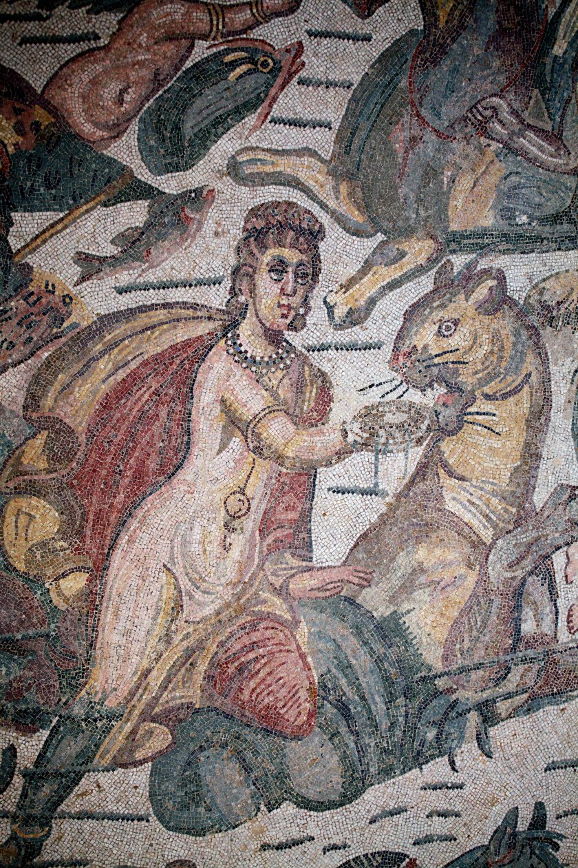 Arion Salonu. Deniz sahnesi. Deniz canlıları. Nereides ve tritonlar. 3. - 4. yüzyıl. Casale, Sicilya