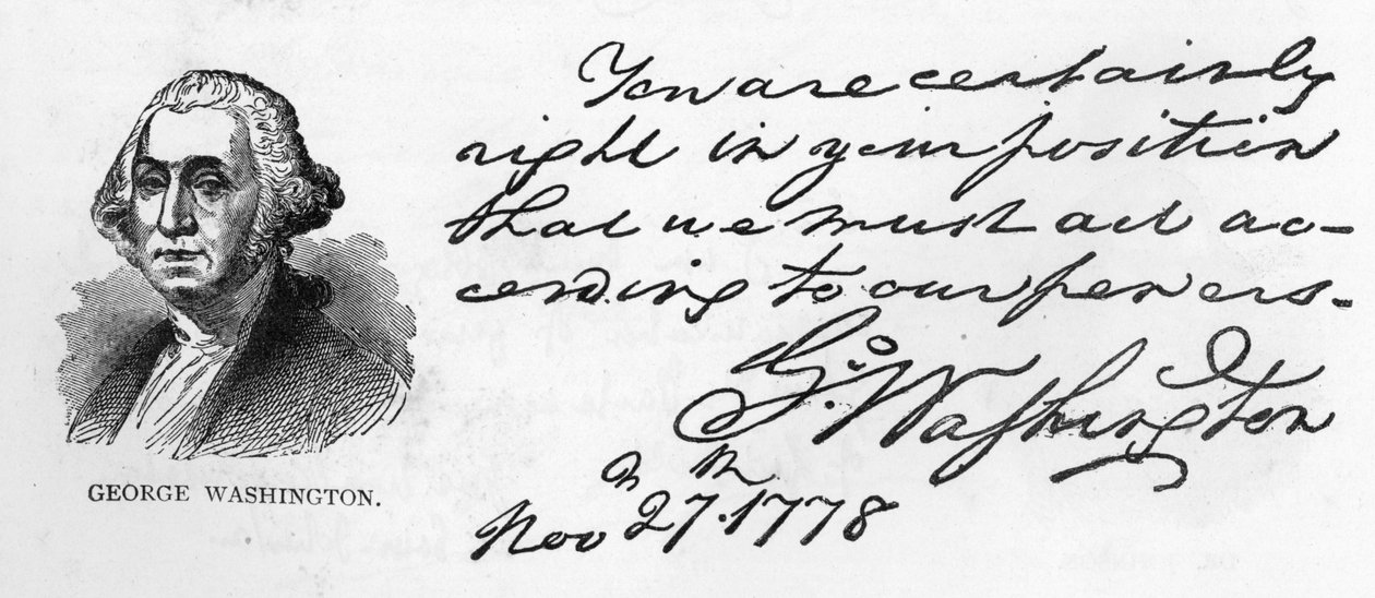 El yazısı ve George Washington imzası, Washington