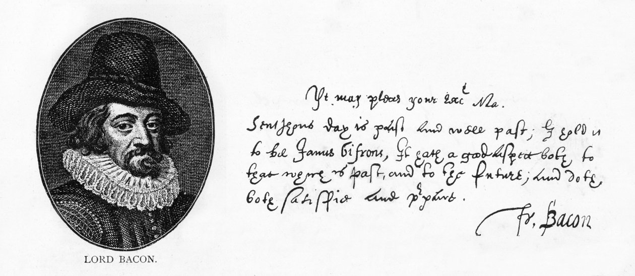 29 Nisan'da Kral James'e bir mektuptan Sir Francis Bacon'un el yazısı ve imzası by Unbekannt