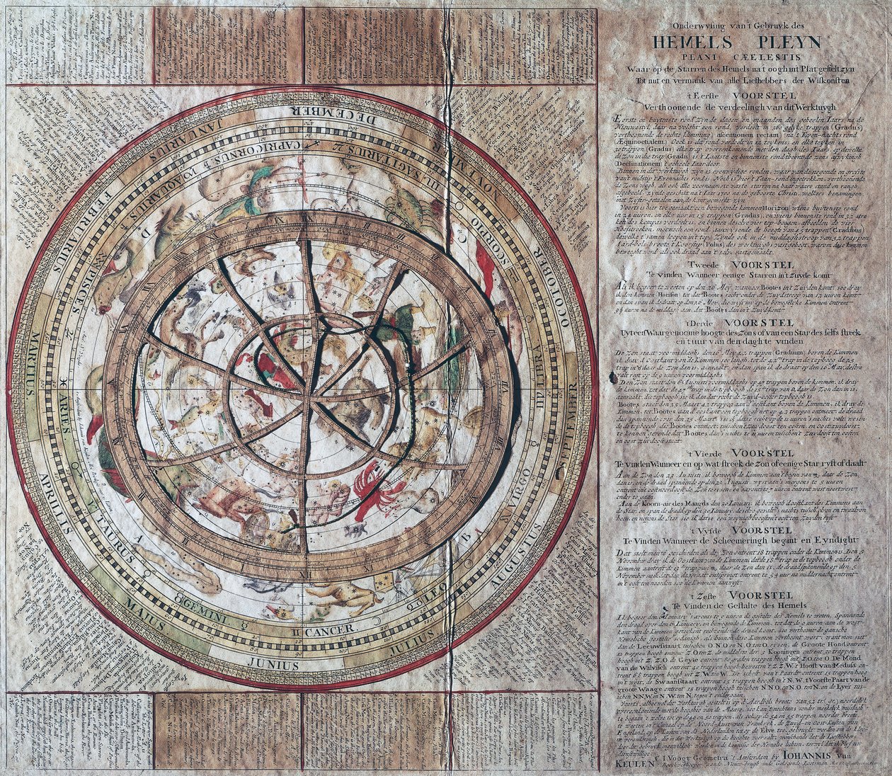 Hemels Pleyn Plani Caelestis, usturlaplı gök küresi, yaklaşık 1680, Johannes van Keulen (1654-1715), bakır gravür, Amsterdam