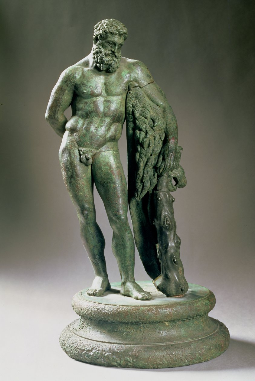 Herakles (Herkül) dinlenme, Lysippos tarafından yazılmış bir orijinalin küçültülmüş bir kopyası (c.390-p.310 BC) Yunanca, c.320 BC (bronz) by Unbekannt