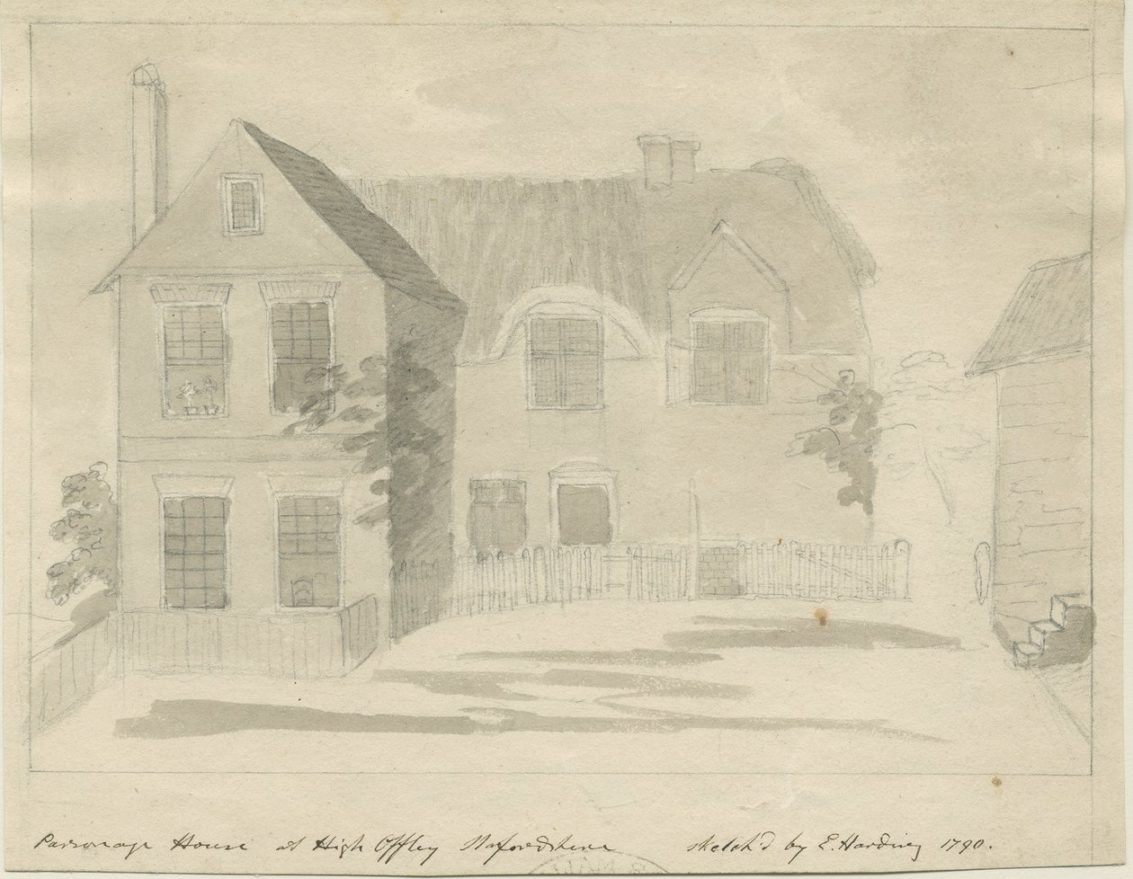 High Offley - Parsonage: kurşun kalem ve yıkama çizimi, 1790 by Unbekannt