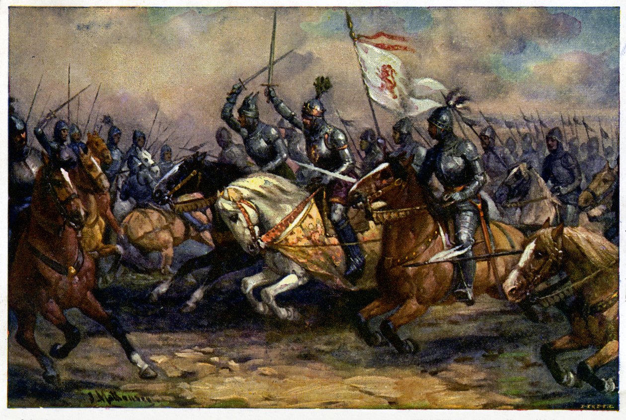 Tarih. Fransa. Yüzyıl Savaşları. Bohemya kralı John (Kör John), 26 Ağustos'ta Crecy Muharebesi'nde by Unbekannter Künstler
