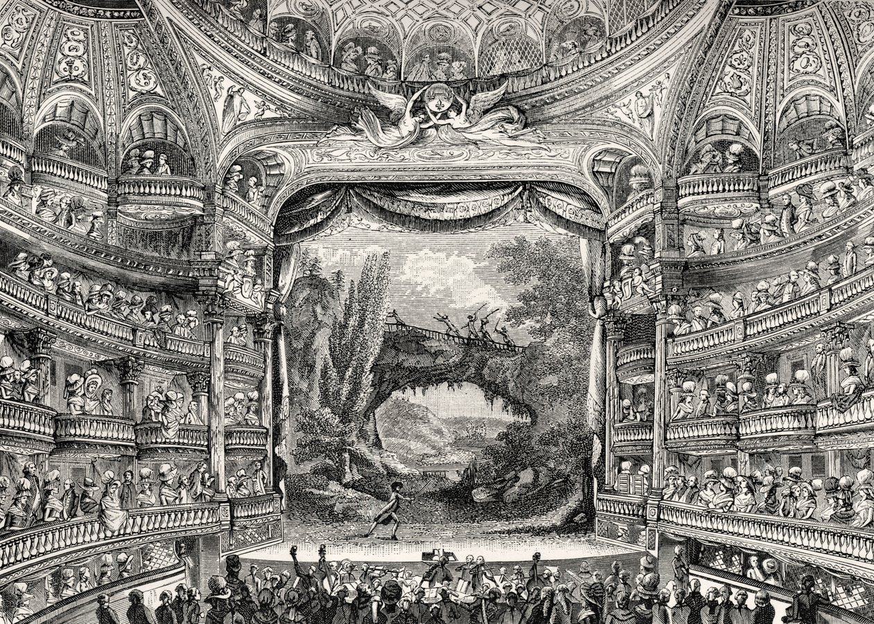 Tiyatro tarihi: Paris#39;teki Variétés Amusantes tiyatrosu (şimdi Théâtre-Francais) by Unbekannter Künstler