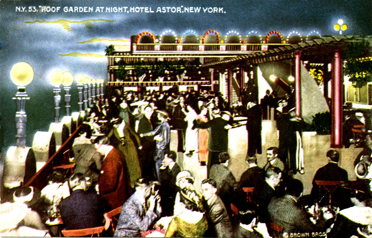 Hotel Astor, New York - geceleyin çatı bahçesi by Unbekannter Künstler