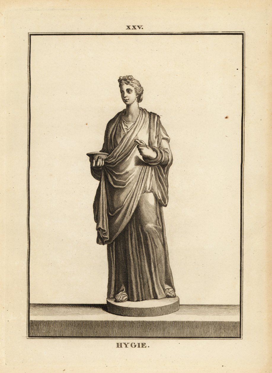 Hygieia, Yunan ve Roma sağlık ve temizlik tanrıçası, tıp tanrısı Asklepios