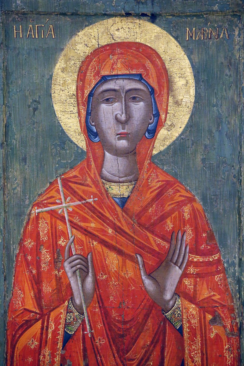 Pedoulas Bizans müzesindeki ikon : Saint Marina (18. yüzyıl), 20150510, Pedoulas, Kıbrıs by Unbekannt