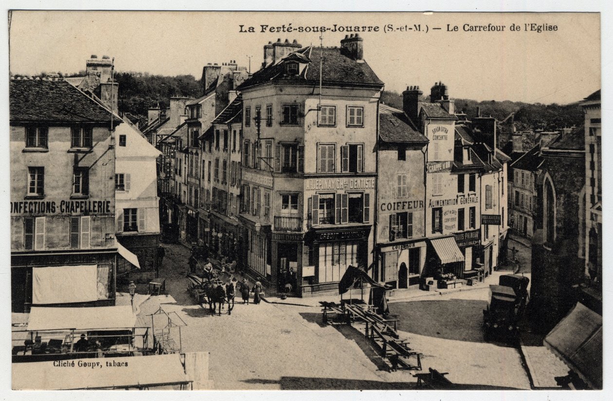 Ile de France, Seine et Marne (77), Ferte-sous-Jouarre (Ferte-sous-Jouarre): Kilisenin kavşağı - Kartpostal 19. yüzyılın sonu - 20. yüzyılın başı by Unknown