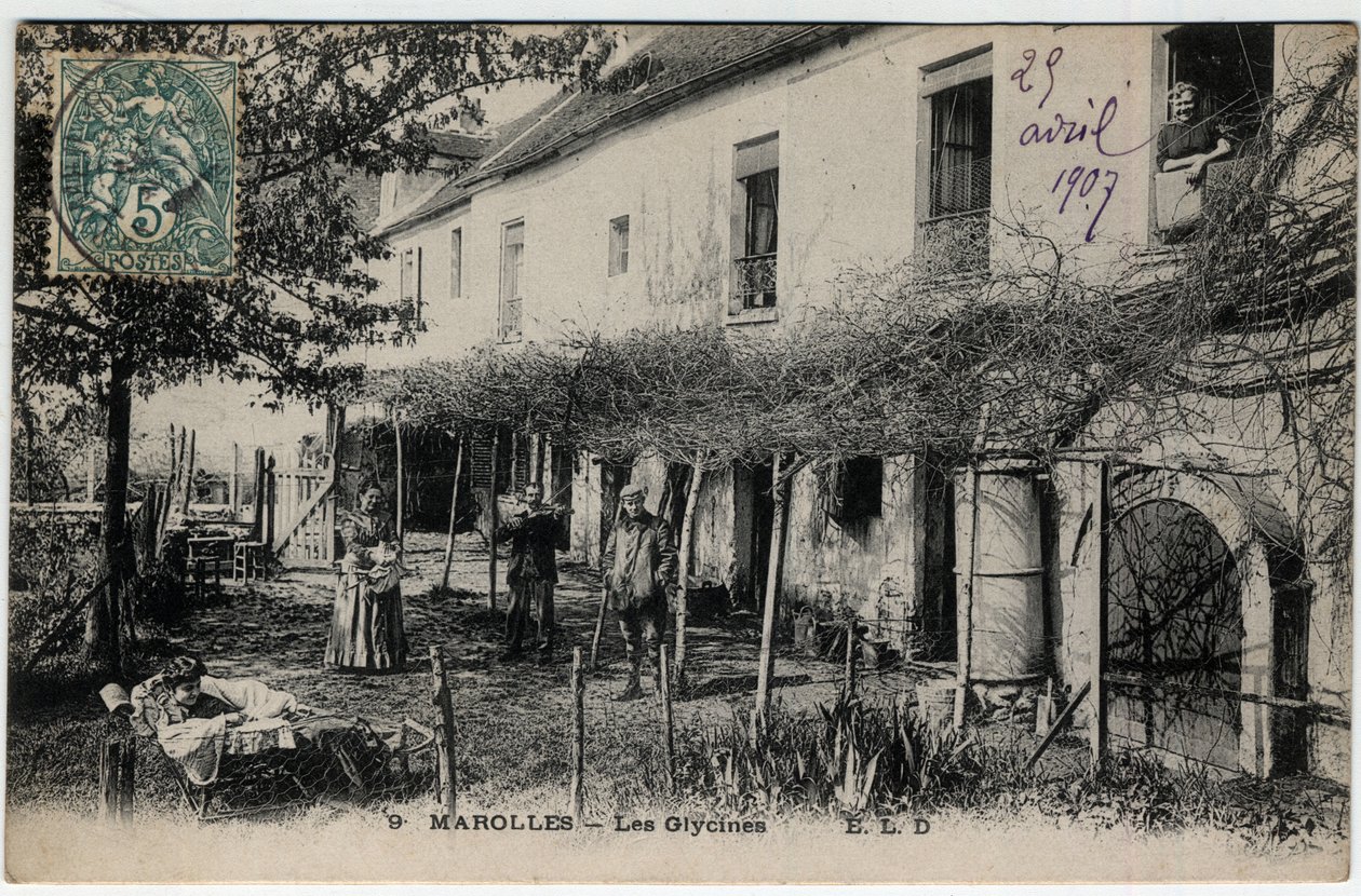 Ile de France, Val de Marne (94), Marolles en Brie (Marolles-en-Brie): Les Glycines - 1907 tarihli kartpostal by Unknown