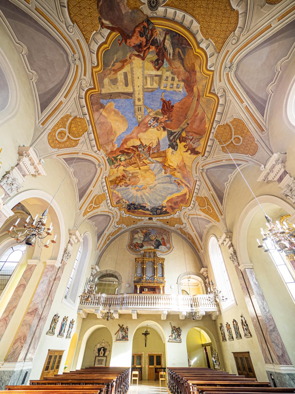 İç mekan, tavan resmi, Hans Andre, Servitenkirche, Innsbruck, Tirol, Avusturya, Avrupa (fotoğraf) by Unbekannter Künstler