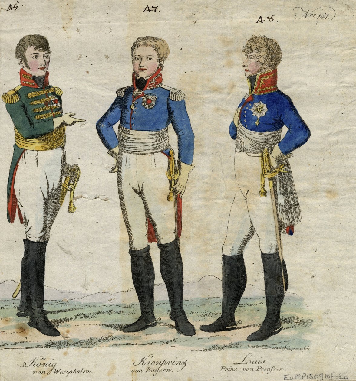 Vestfalya Kralı Jerome Bonaparte, Prusya Prensi Louis Ferdinand ve Bavyera Kralı I. Ludwig by Unbekannt