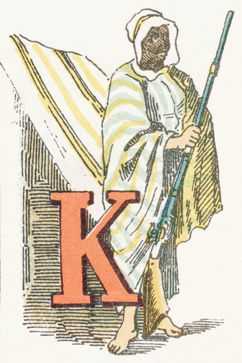 K - Kabyle - Childish Alphabet, Editions Gordinne 1920 (gravür) by Unbekannt