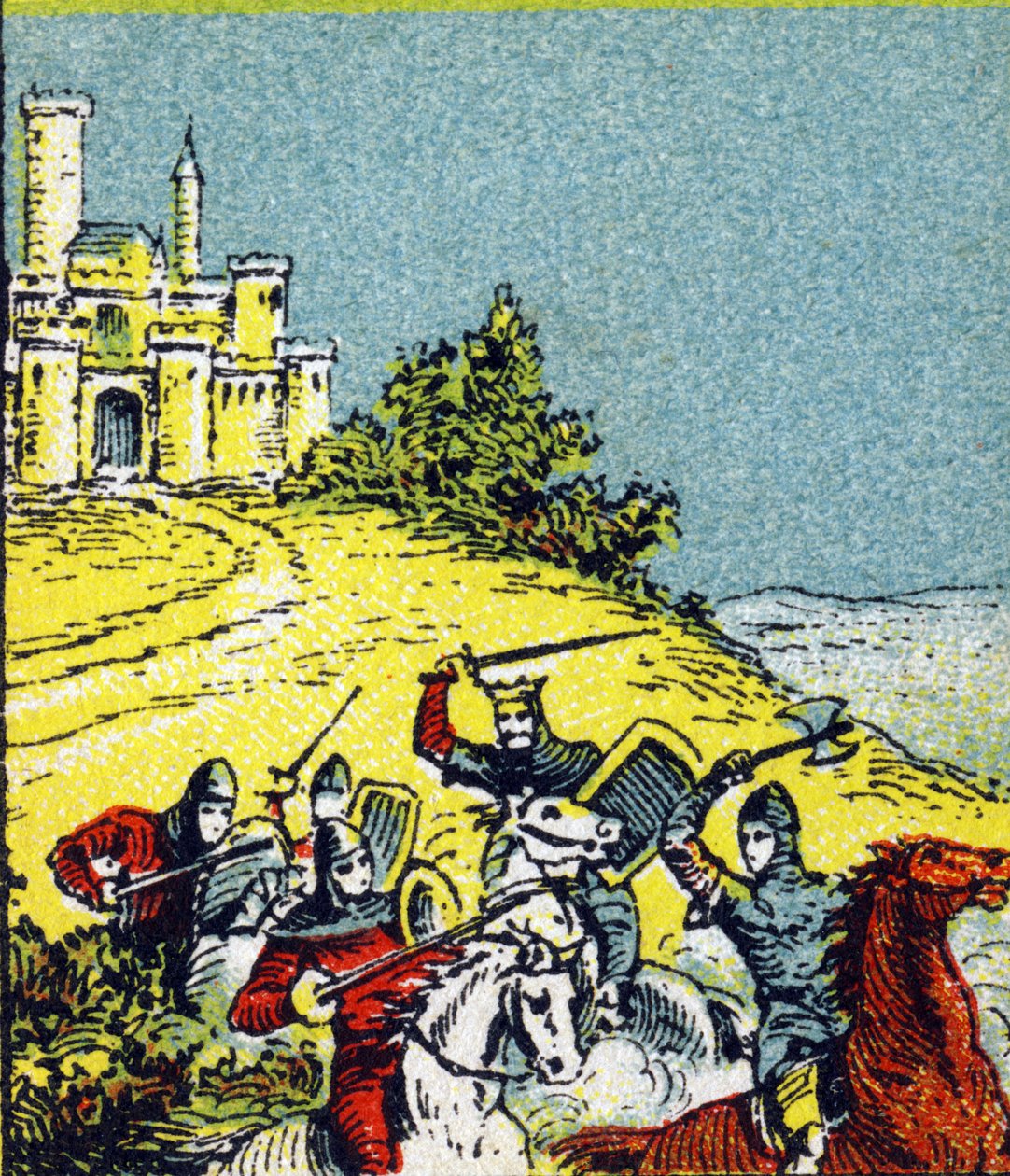 Kral Louis VI Le Gros, krallığın lordlarının soygununa karşı savaştı. "Histoire de France"da gravür. Louit adına yayınlanan reklam resimleri serisi, 24 rue d