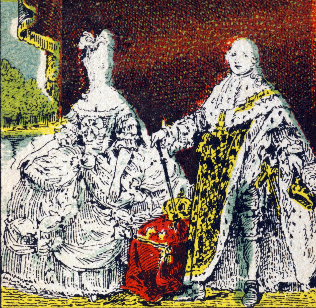 Fransa Kralı Louis XVI ve Kraliçe Marie Antoinette. "Histoire de France"da gravür. Louit adına yayınlanan reklam resimleri serisi, 24 rue d