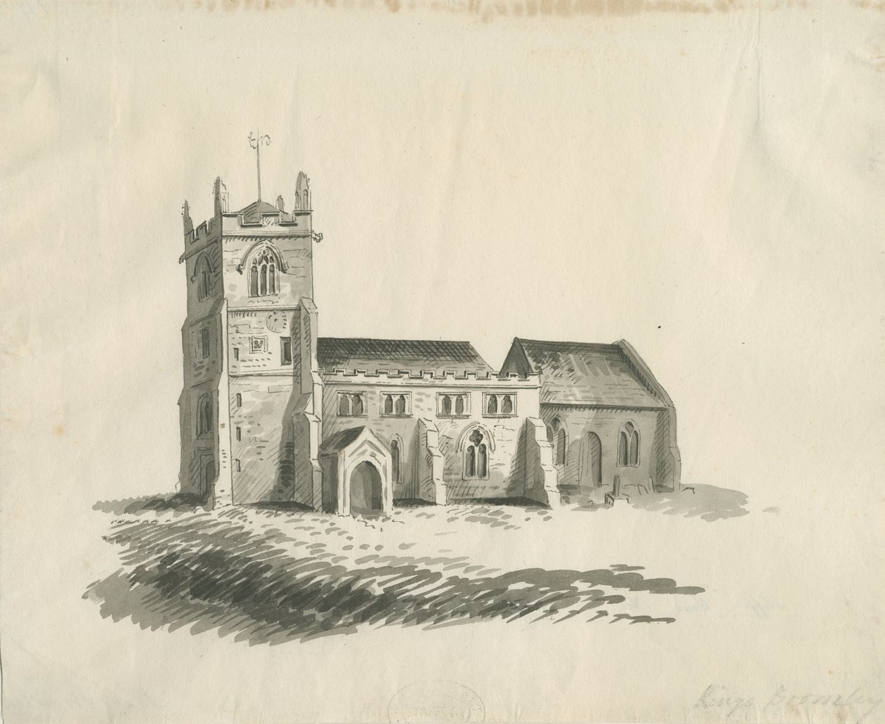 Kings Bromley Kilisesi: sepya çizimi, nd [c 1770] by Unbekannt