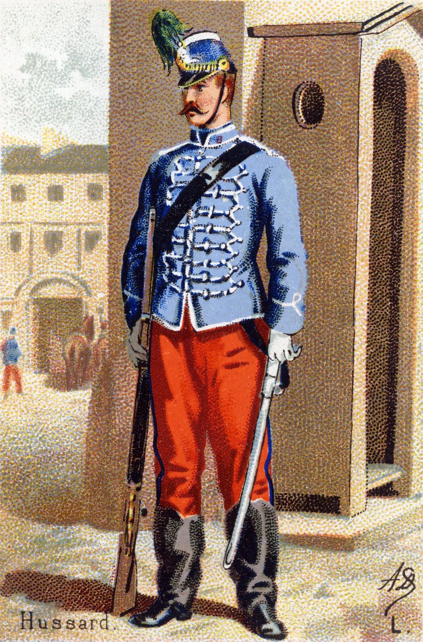 L: Hussard. "Askeri Alfabe" gravürü. Illustrator