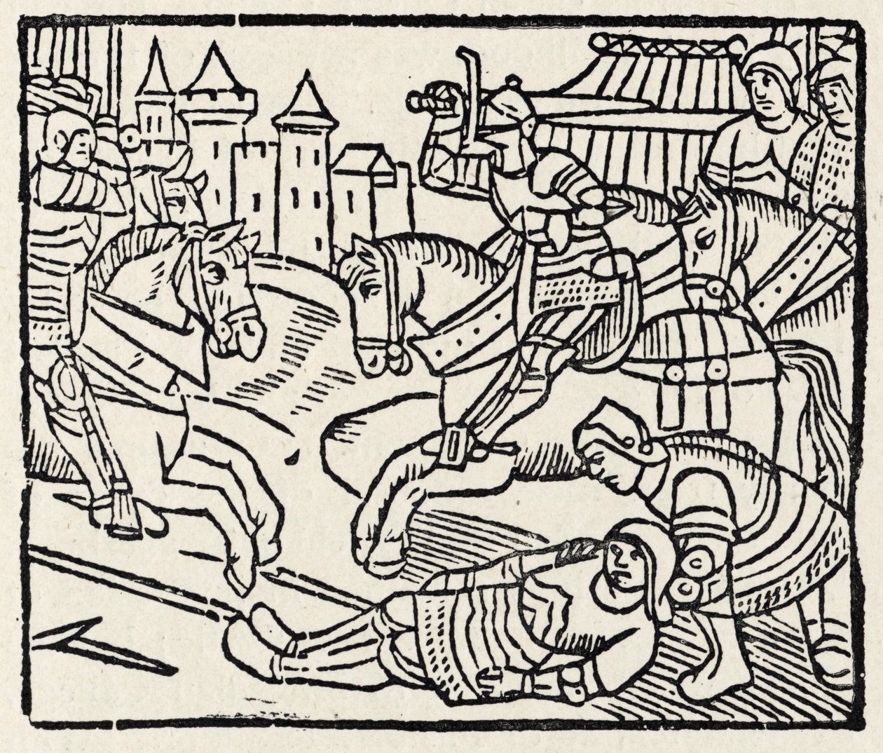 Lancelot bir Turnuvada (gravür baskı) by Unbekannter Künstler