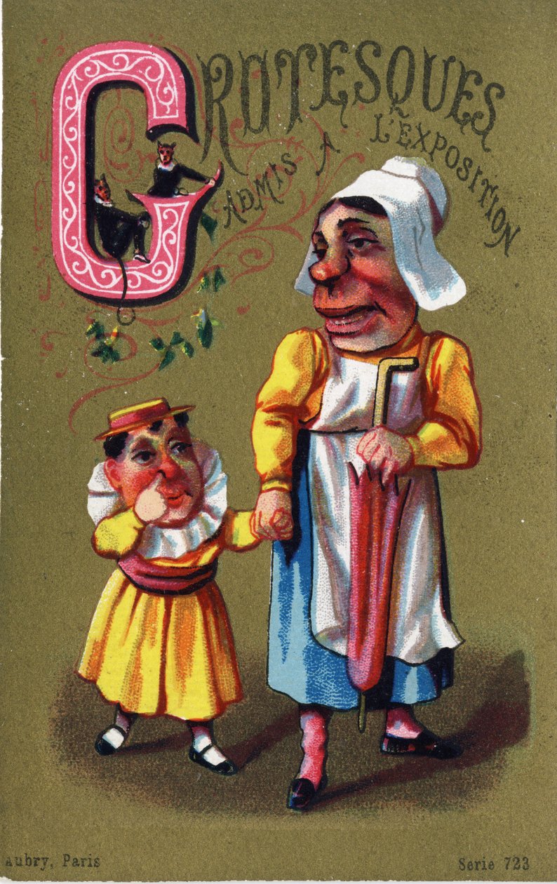 G Harfi: Sergiye kabul edilen groteskler. "Alphabet des grotesques" de gravür. Dore bir arka plan üzerinde 25 reklam kromolitograf serisi, 19. yüzyılın sonlarında. Karartma: 11x7 cm by Unbekannt