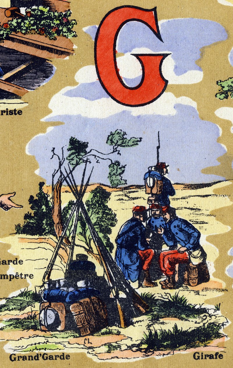 Ordunun büyük muhafızı olarak G harfi. İphabet gösterir. Görüntüler 20. yüzyılın başlarında Jarville-Nancy