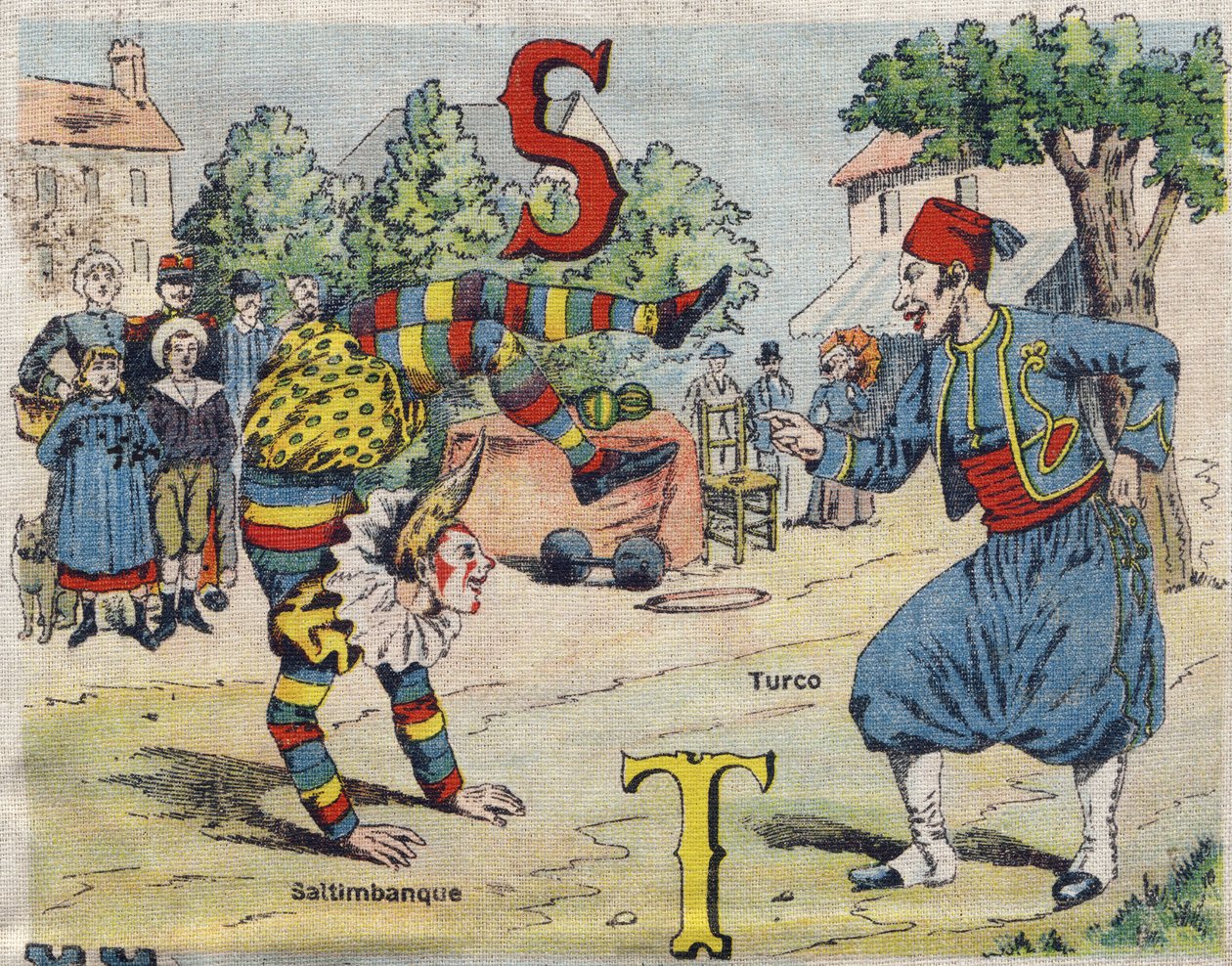 S ve T Harfi: Saltimbanque ve Turco . Drolatik albüm. Kanvas üzerinde Albümler-chromo