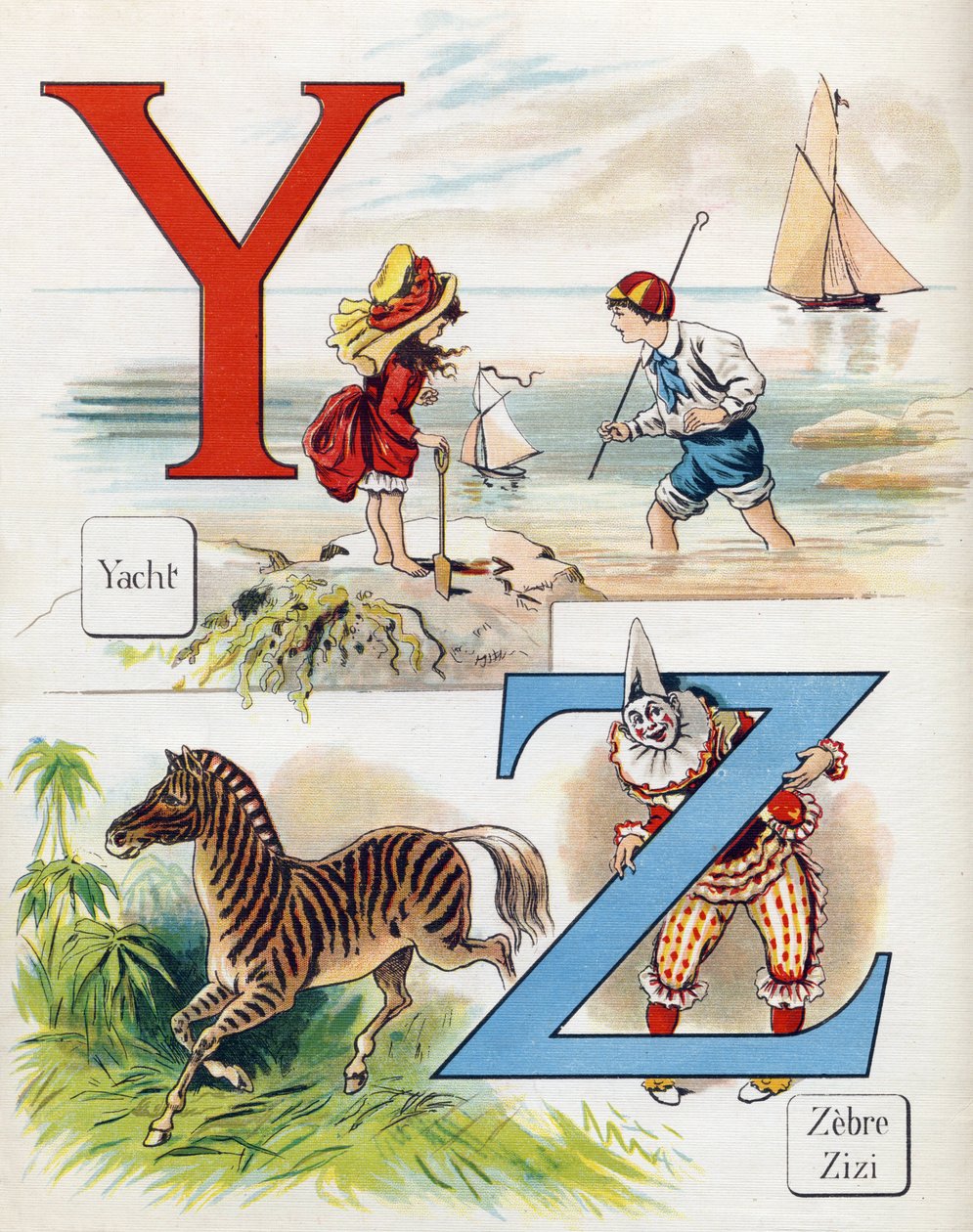 Y ve Z harfi: Yat, zebra ve palyaço Zizi. "ABC L