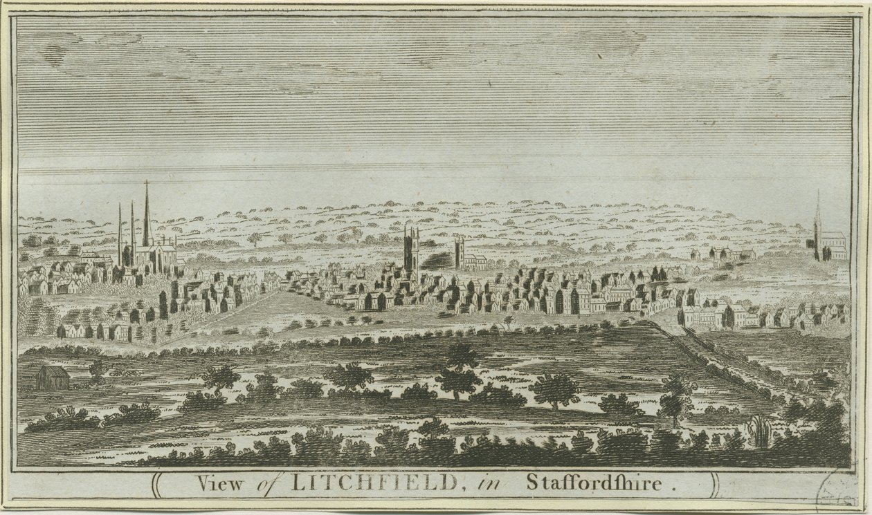 Lichfield - Güney Batı Görünümü: gravür, nd [c 1780-85] by Unbekannt
